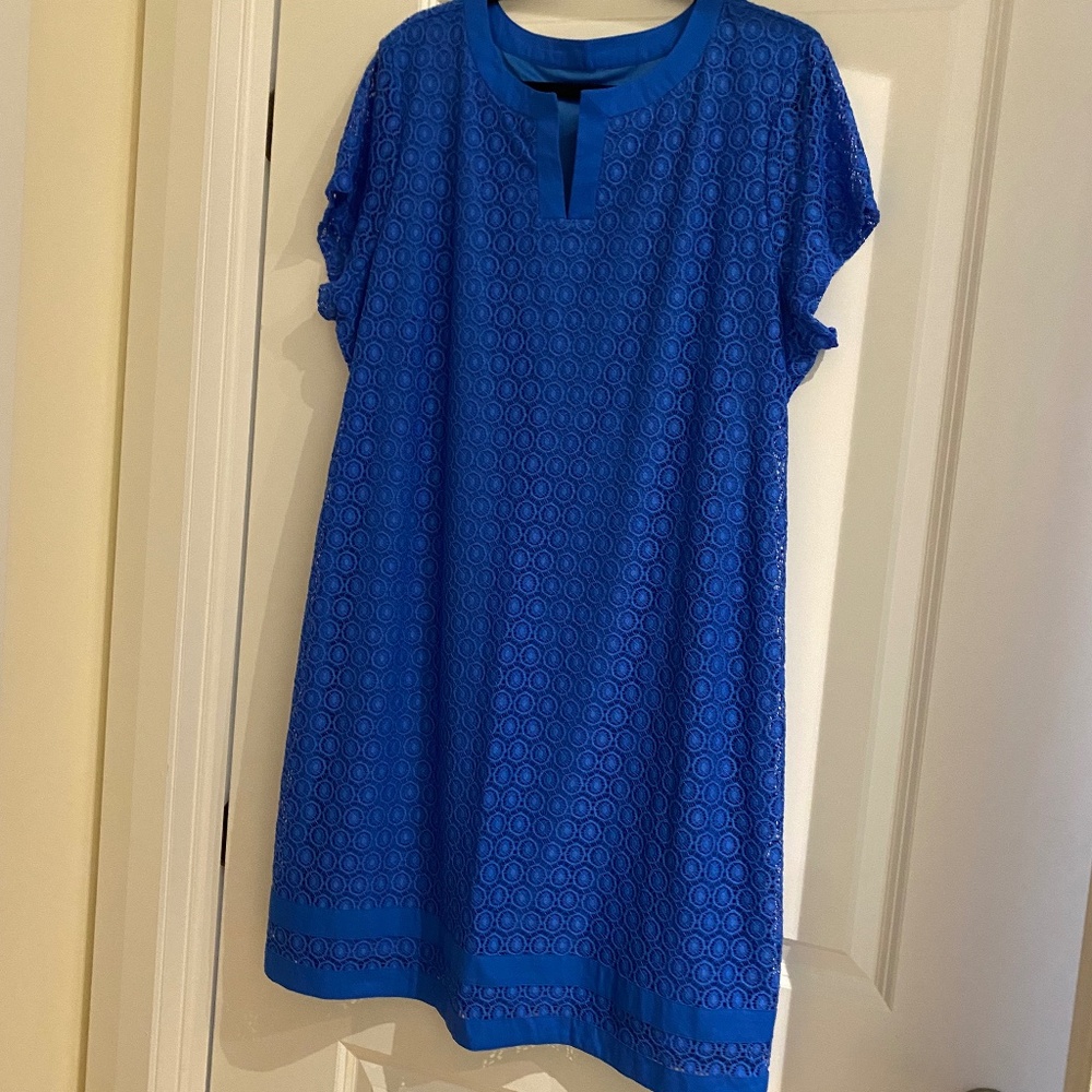 Issac Mizrahi Royal Blue Lace-like Dress Size L